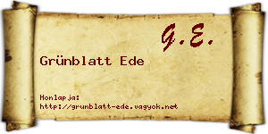 Grünblatt Ede névjegykártya